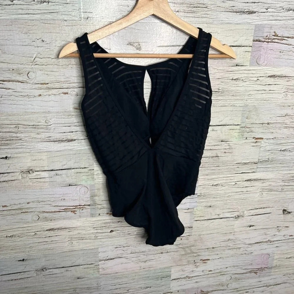 Jets by jessika Allen black striped sheer Australian one piece swimsuit size 4 - Picture 6 of 12